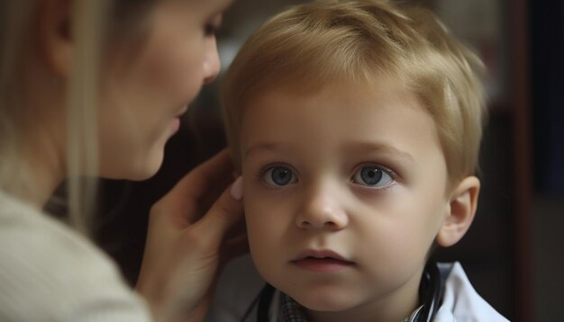 Бесплатное фото Мать и сын разделяют любовь и радость генеративного ии