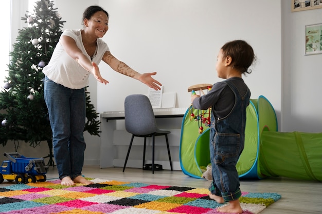 Mother and child having fun