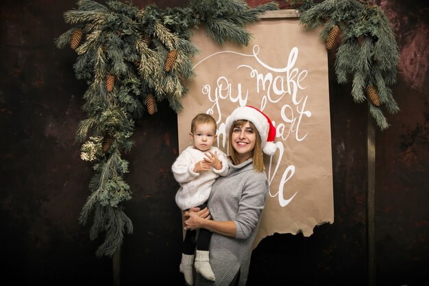 Mother and daughter on Christmas