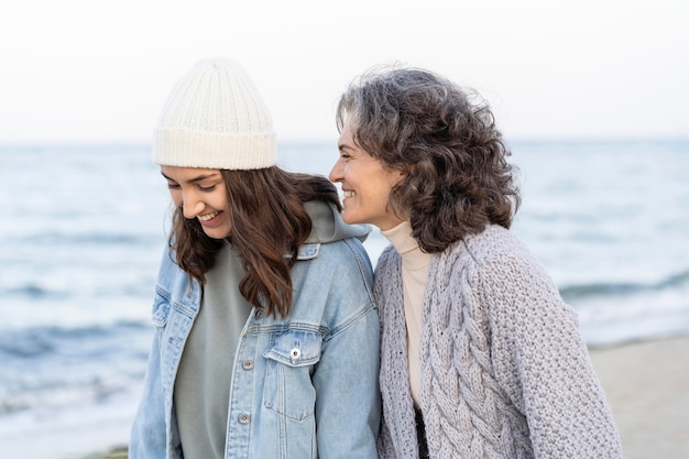 Mother and daughter having a beautiful time together on the beach