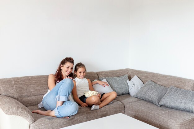 Mother and daughter having fun