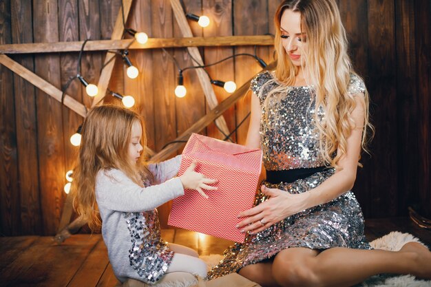 mother and daughter in the holiday spirit