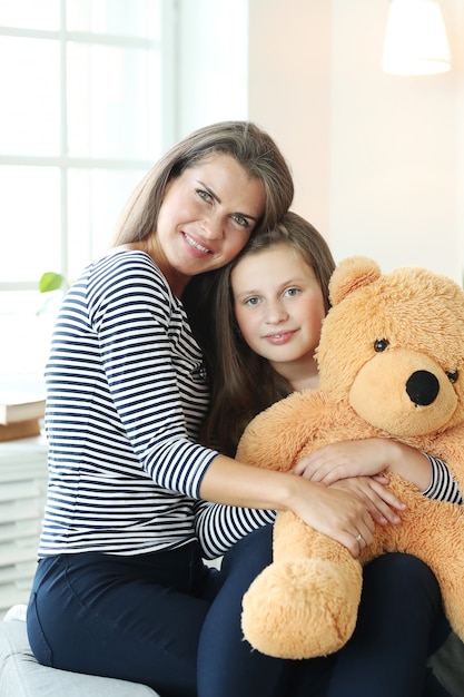 mother and daughter at home