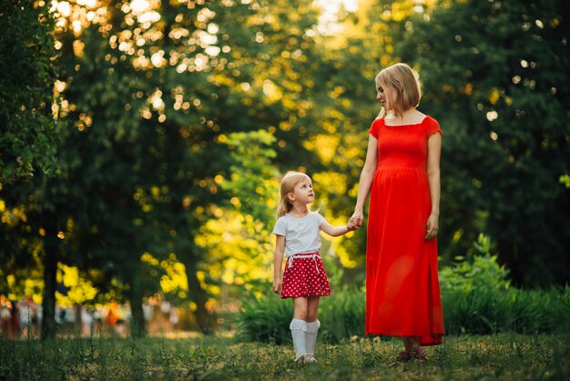 Mother and daughter looking at each other