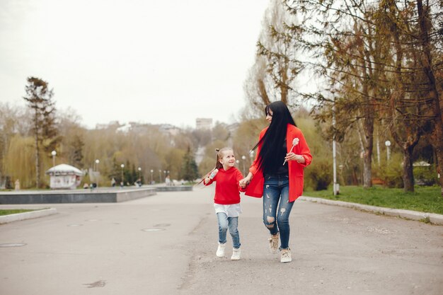 mother and daughter in a park