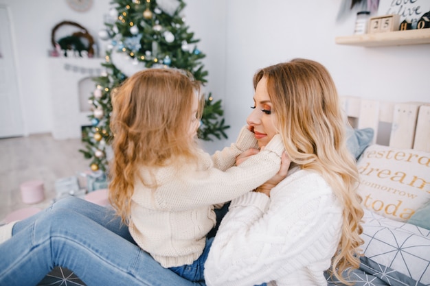 mother and daughter playing