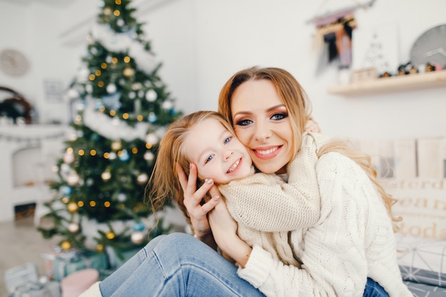 mother and daughter playing