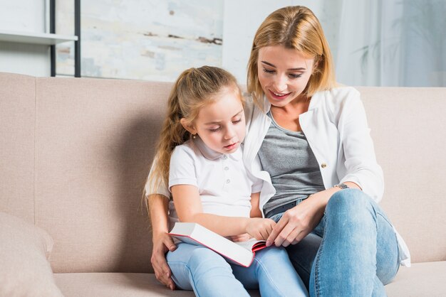 Mother and daughter reading