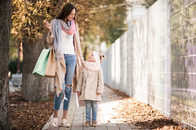 Mother and daughter shopping