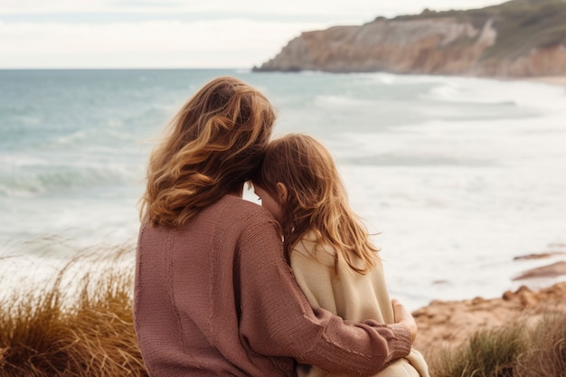 Free photo mother and daughter spending time together on the beach