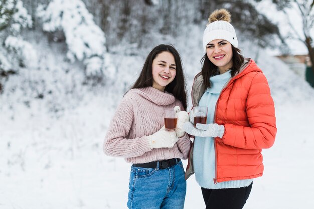 Mother and daughter with tea