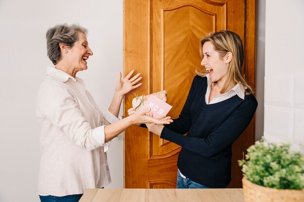 Mother day concept in front of door