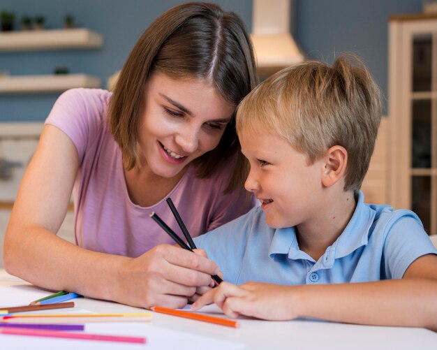 Mother enjoying time spent with son