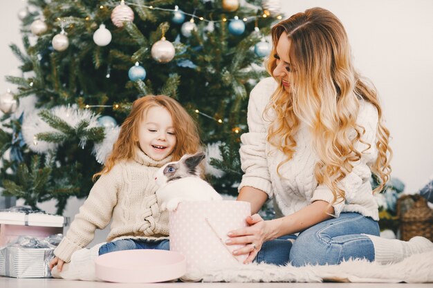 mother gifting a present to daughter