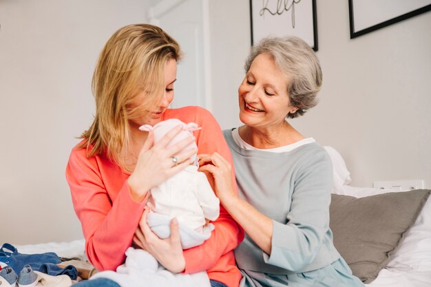 Mother holding baby on mothers day