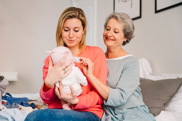 Mother holding baby on mothers day