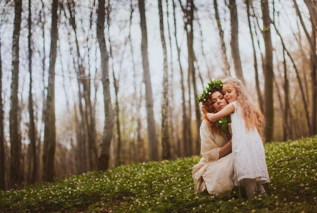 Mother hugging family lifestyle mommy