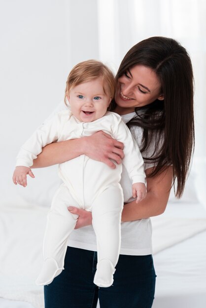 Mother posing with baby