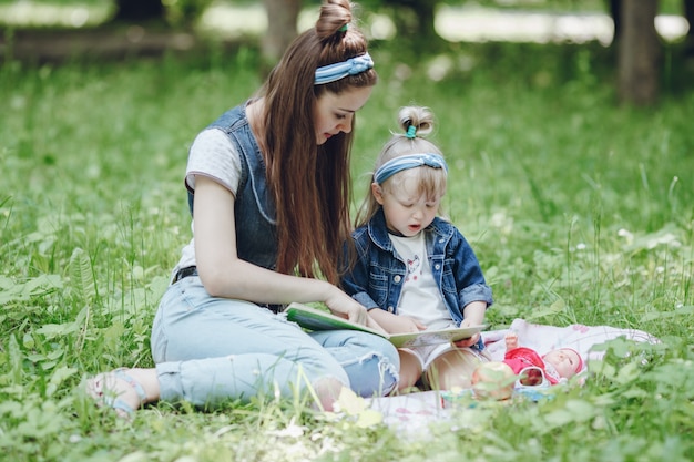 Mother reading a story to her daughter