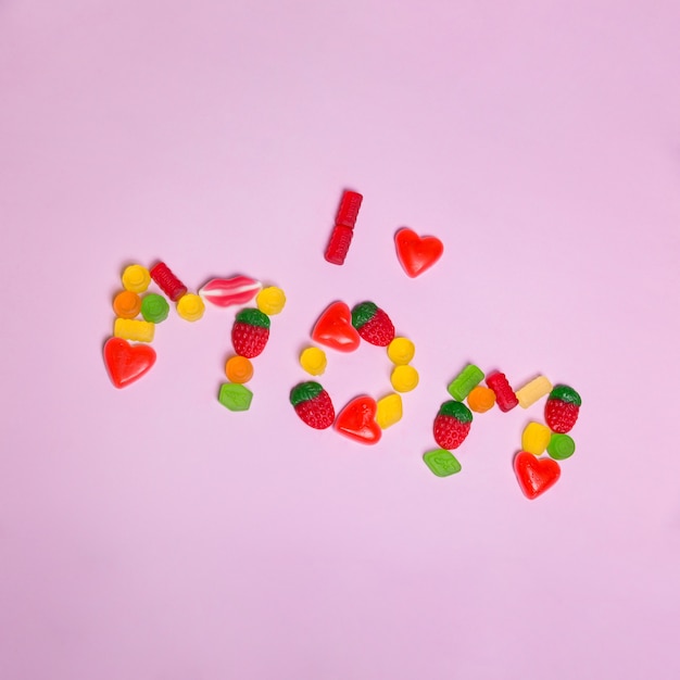 Mother's day lettering made of sweets