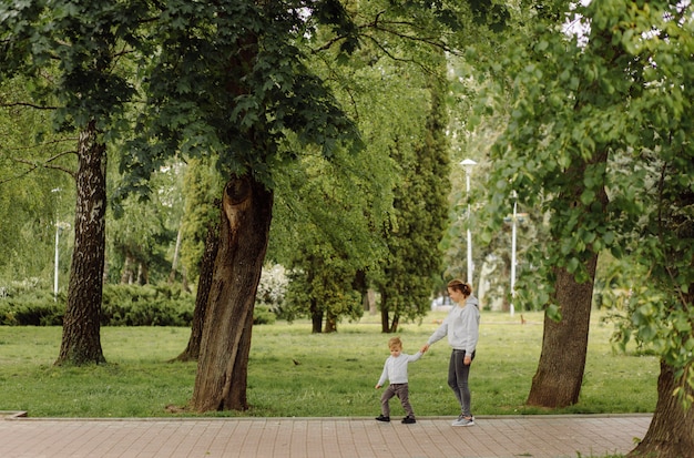 Free photo mother and son have activities together on holidays