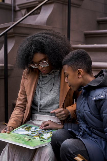 Mother and son spending time together