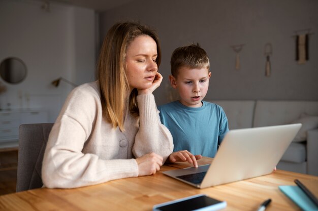 Mother spending time with her child