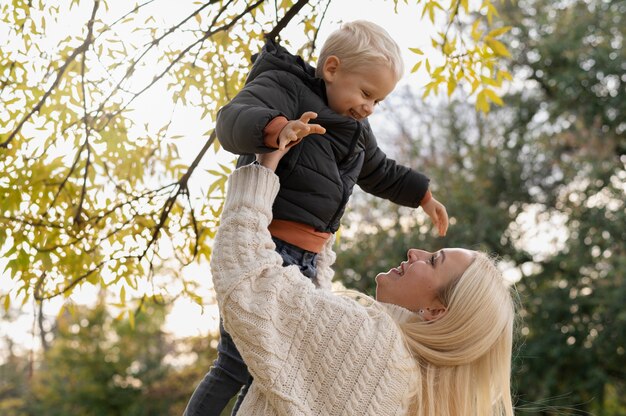 Mother spending time with her child