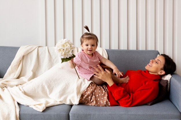 Mother spending time with her daughter