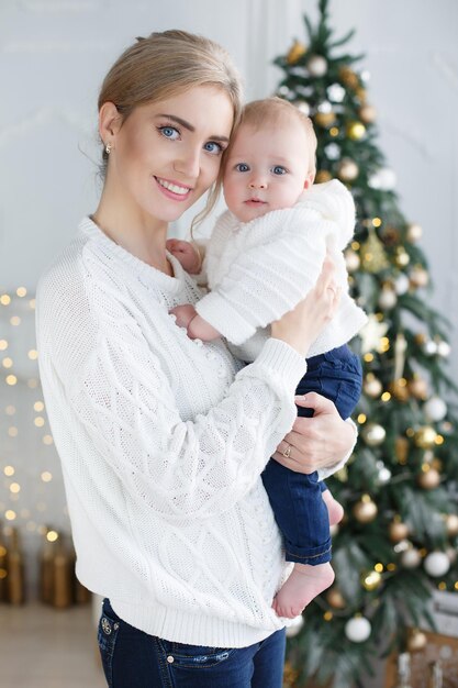 mother with cute baby indoor