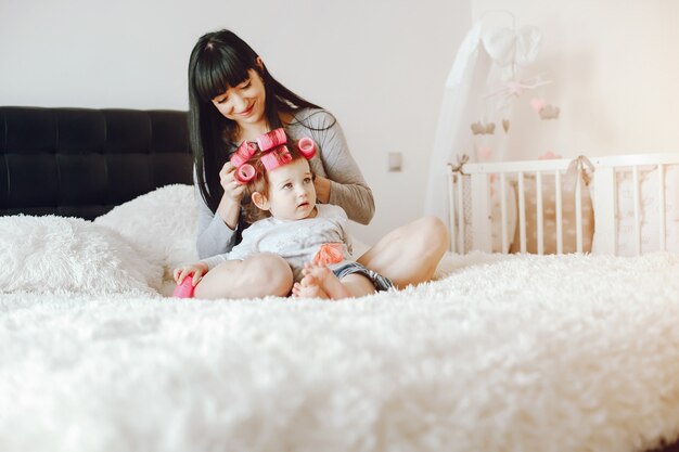 mother with cute daughter