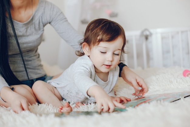 mother with cute daughter