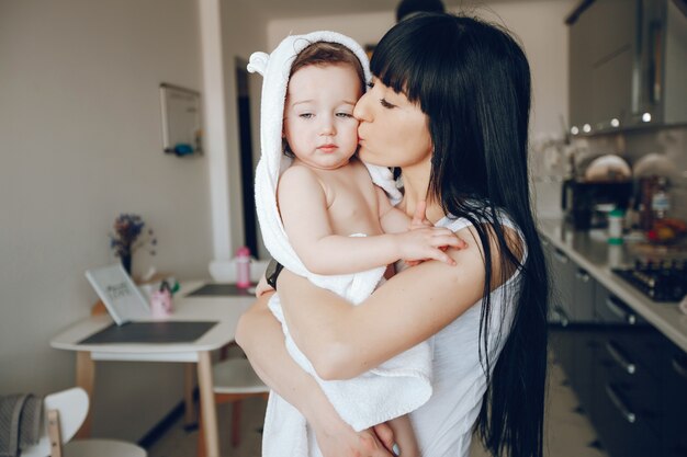 mother with cute daughter