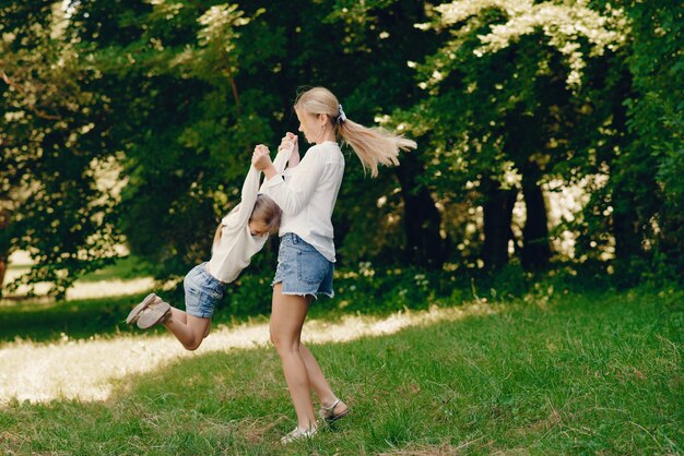 mother with daughter in a park