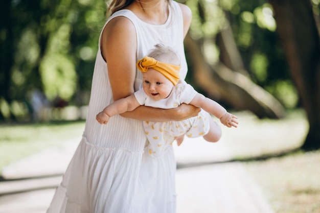 Madre con la piccola figlia del bambino in parco