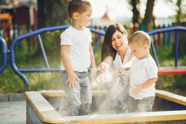 Mother with little child on a playground