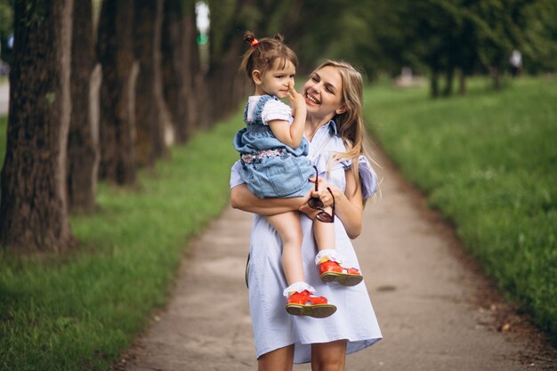 Mother with little daughter in park