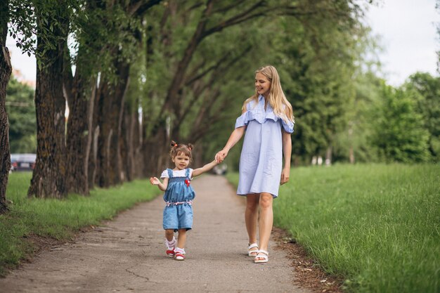 Mother with little daughter in park