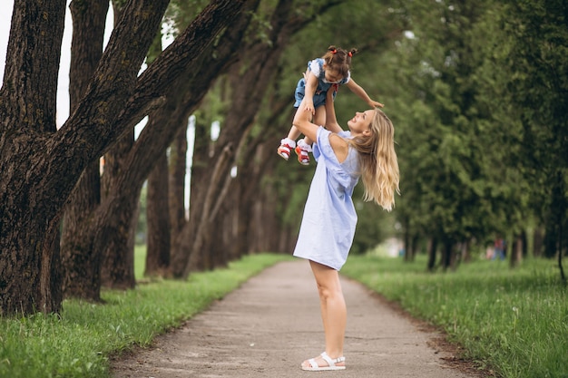 Mother with little daughter in park