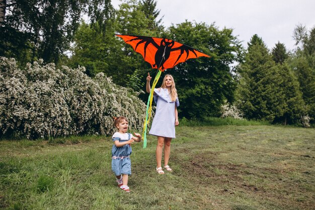 Free photo mother with little daughter in park