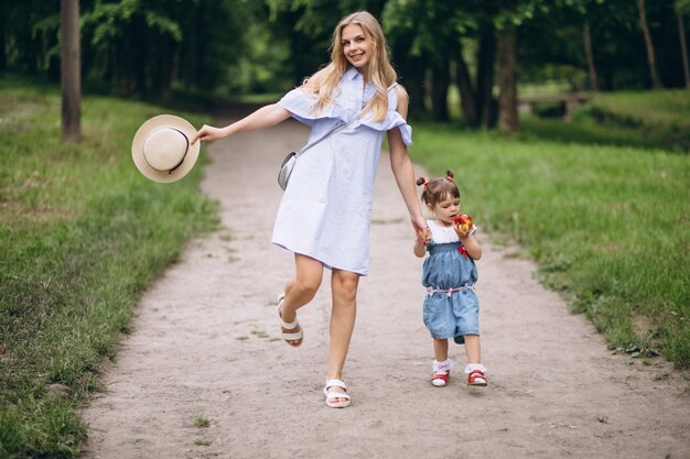 Mother with little daughter in park