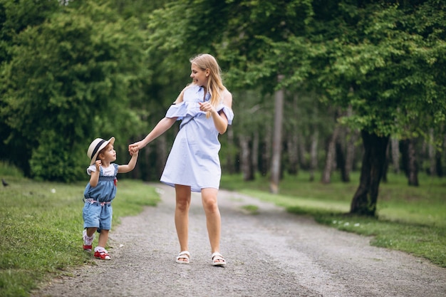 Mother with little daughter in park