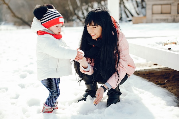 Mother with little daughter