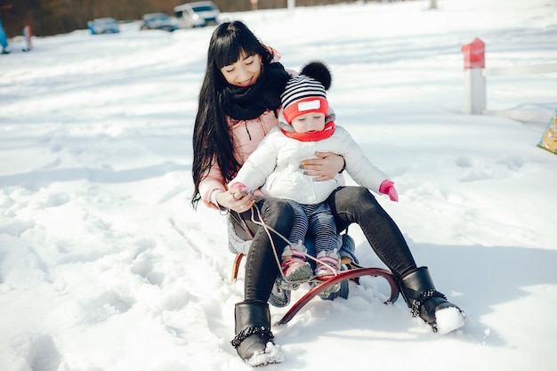 Mother with little daughter