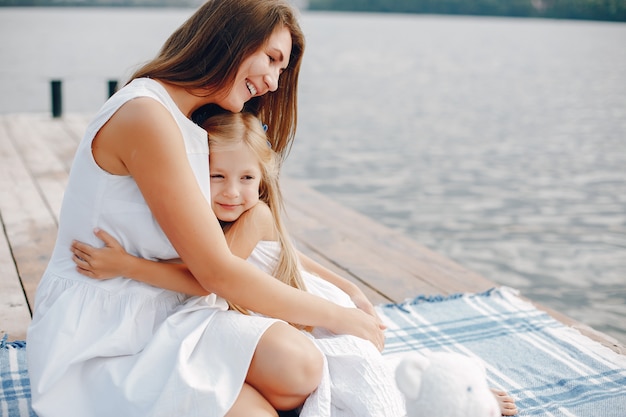 Mother with little daughters