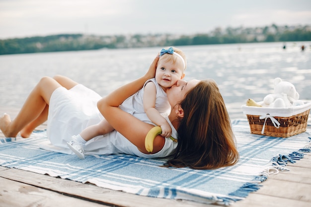 Mother with little daughters