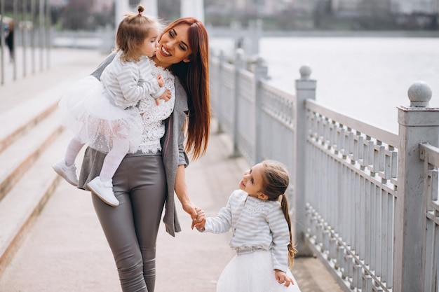 Mother with two daughters