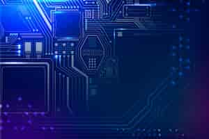 Free photo motherboard circuit technology background in gradient blue