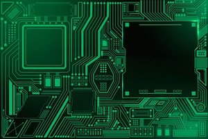 Motherboard circuit technology background in gradient green