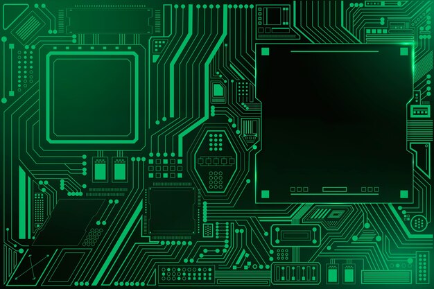 Motherboard circuit technology background in gradient green